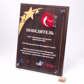 Плакетка из дерева и акрила XXXV Московские студенческие игры