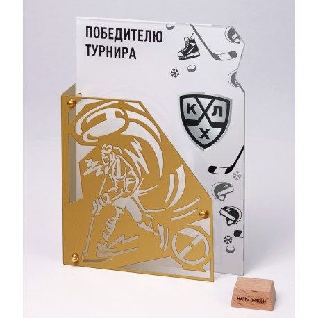 Приз двухслойный резной по хоккею. PN3380