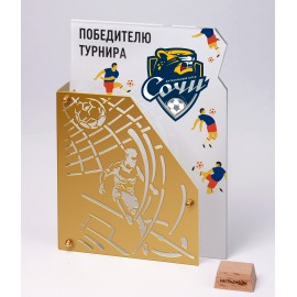 Приз двухслойный резной по футболу. PN3375