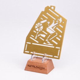 Медаль спортивная металлическая "Баскетбол". Уникальный дизайн. Золото/серебро/бронза. 10.3 х 7.8 см.