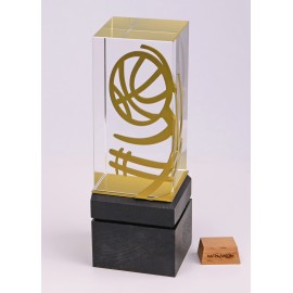 Награда спортивная из стекла и дерева "Баскетбол". Уникальный